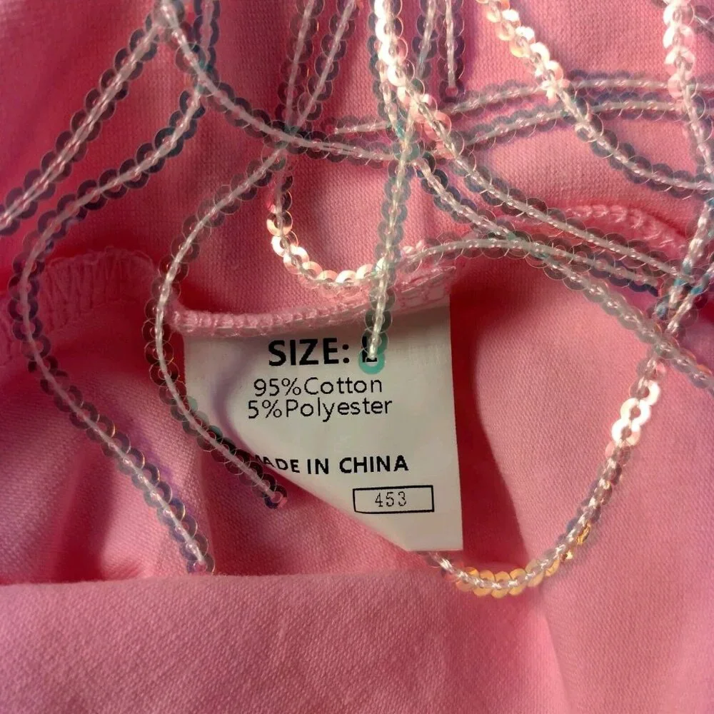 Cowboy T Shirt Large Pink Cropped Silver Fringe Western Cowgirl Crop Top - Picture 12 of 15